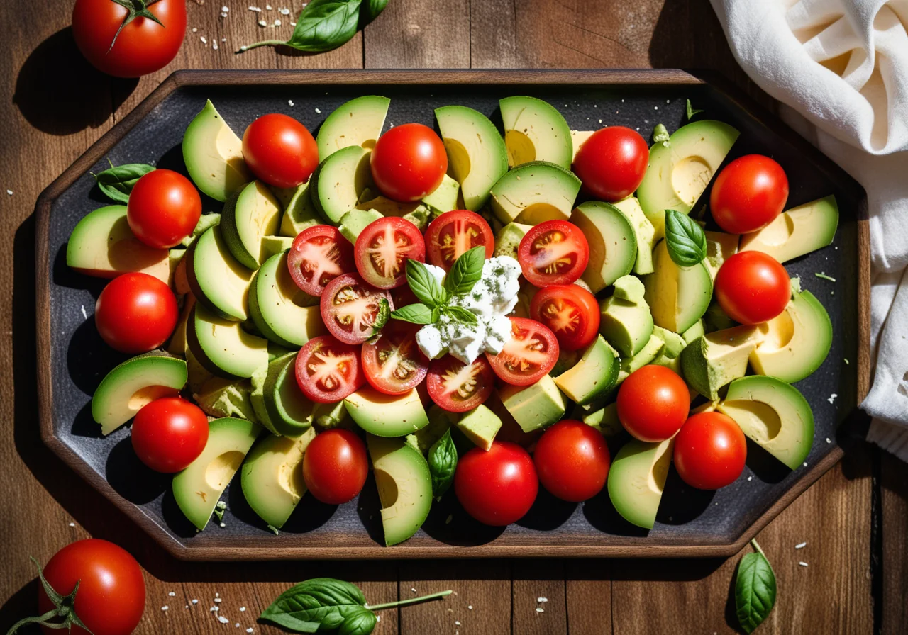 Tomato with Avocado and Cheese