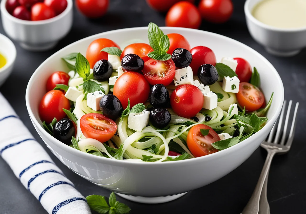 Salad with Glass Noodles, Cheese and Currants