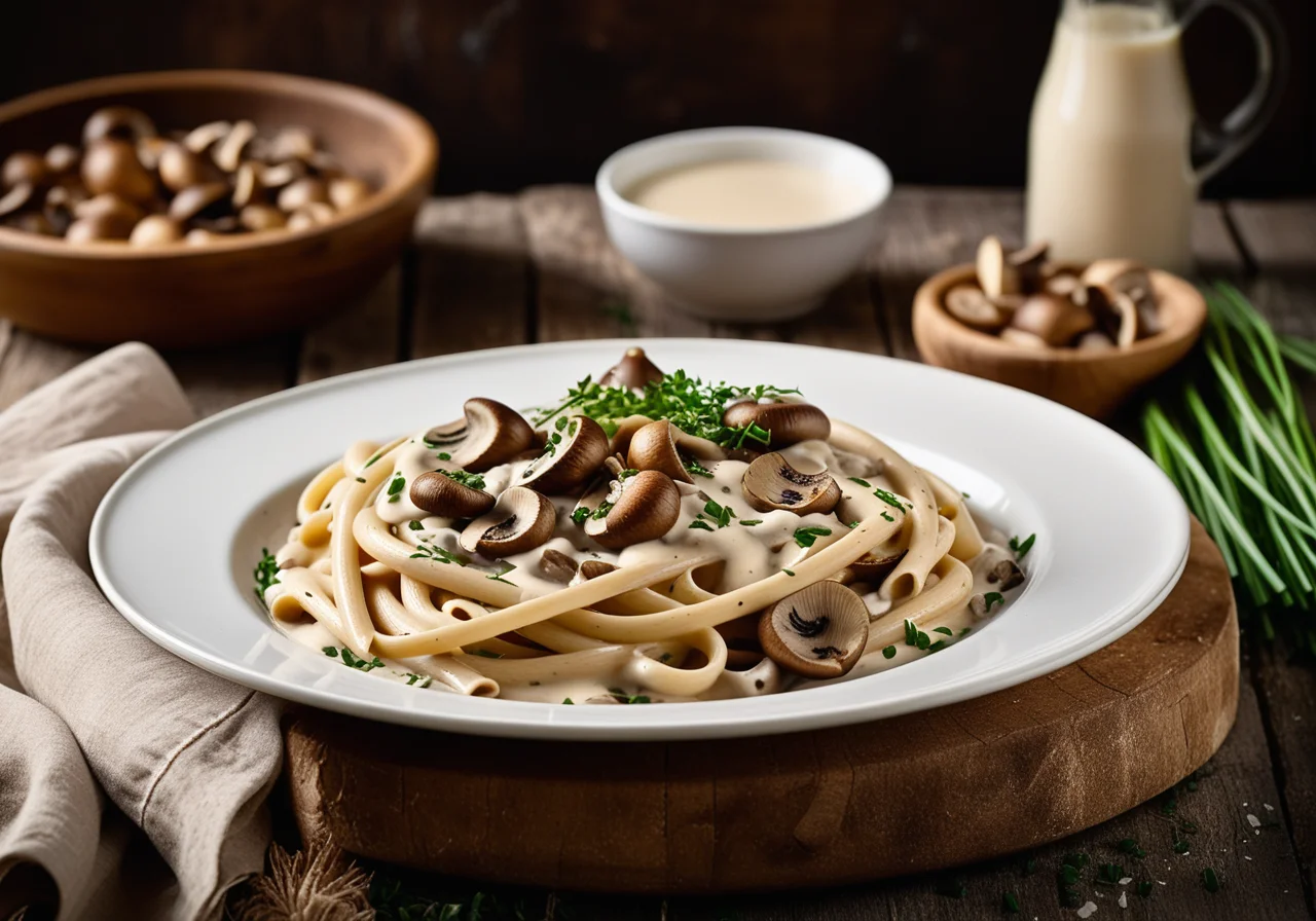 Pasta with Mushroom Cream Sauce