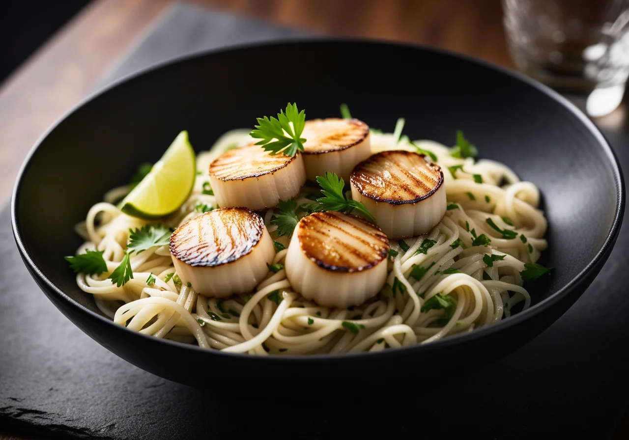 Jakobsmuscheln mit Kräuter-Reisnudeln