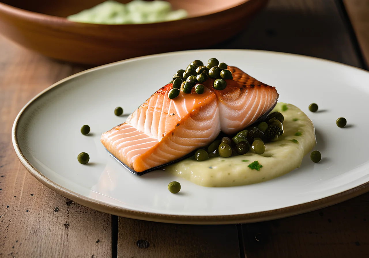 Pan‑fried Salmon with Potato‑Leek Purée