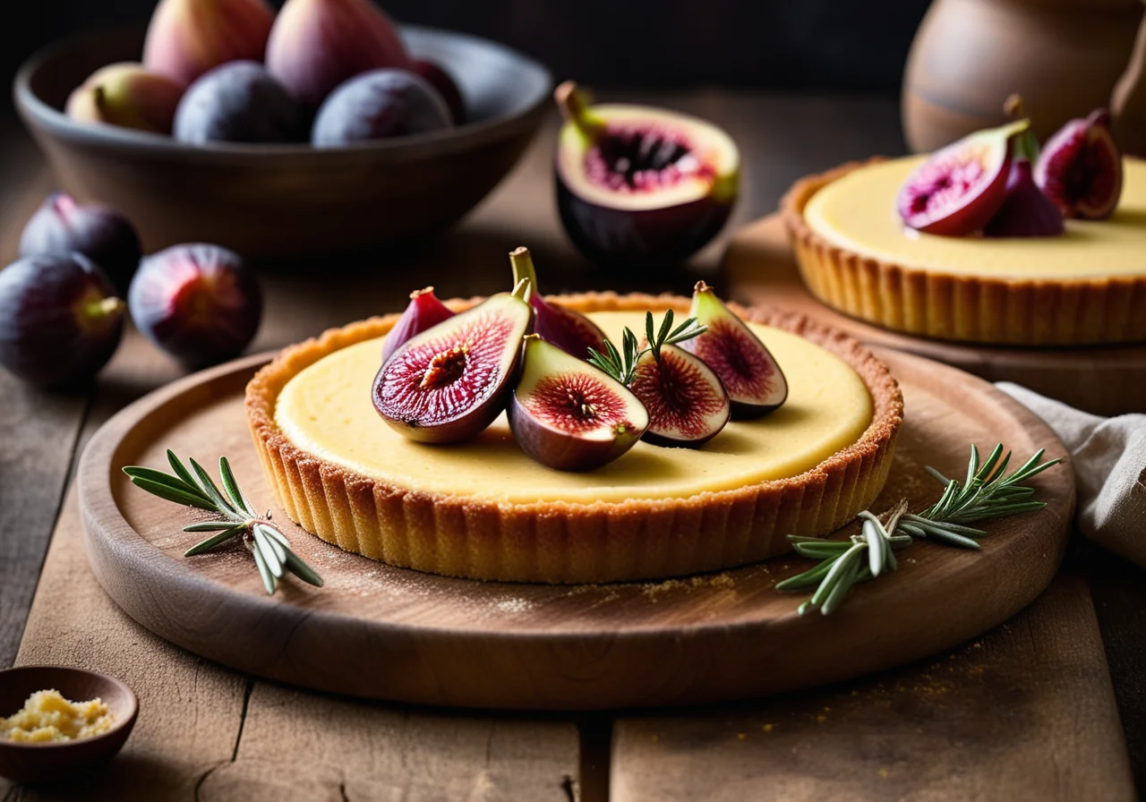Polenta Tart with Red Onions, Spinach, Figs and Grana Padano