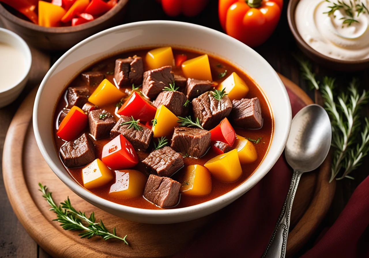Goulash with Bell Peppers and Sour Cream