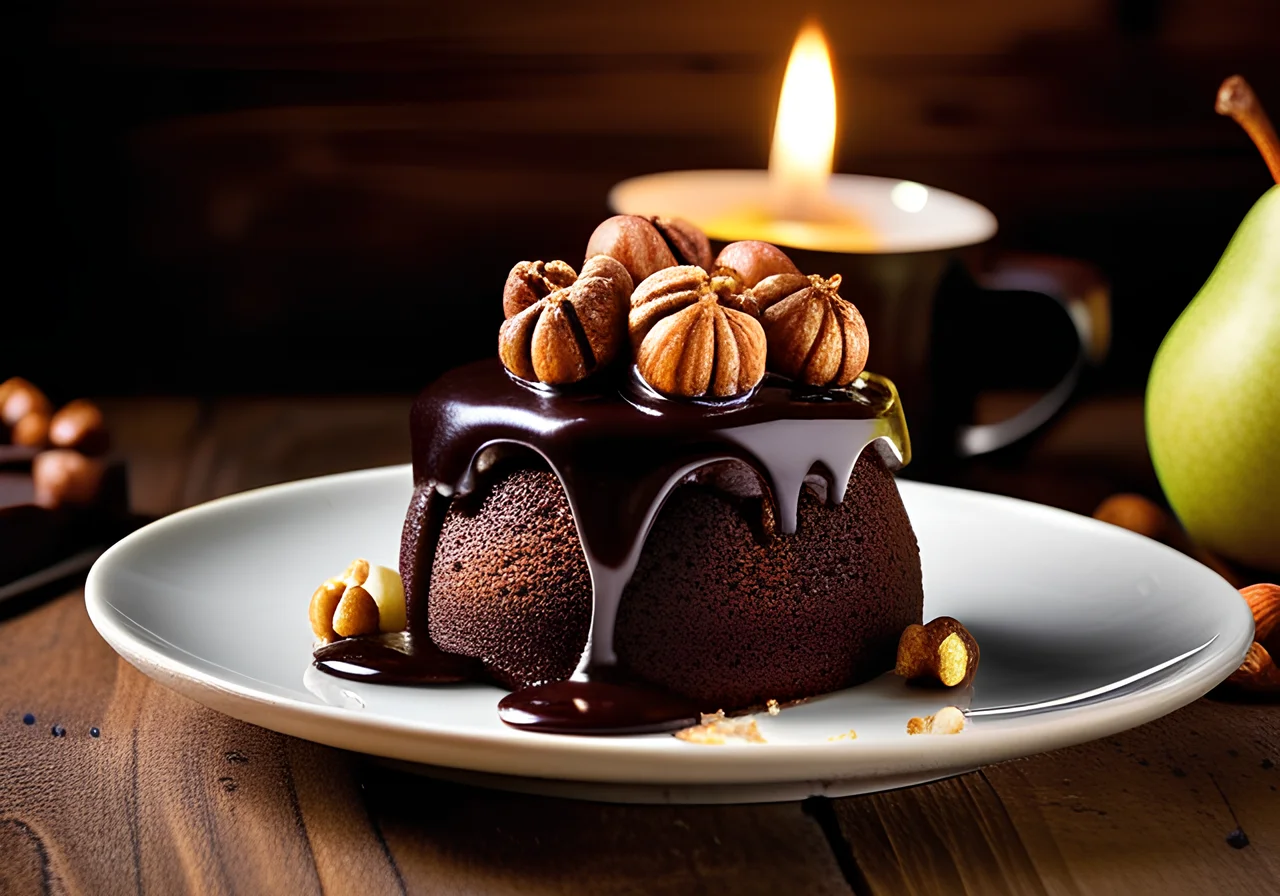 Chocolate Mug Cake with Pear
