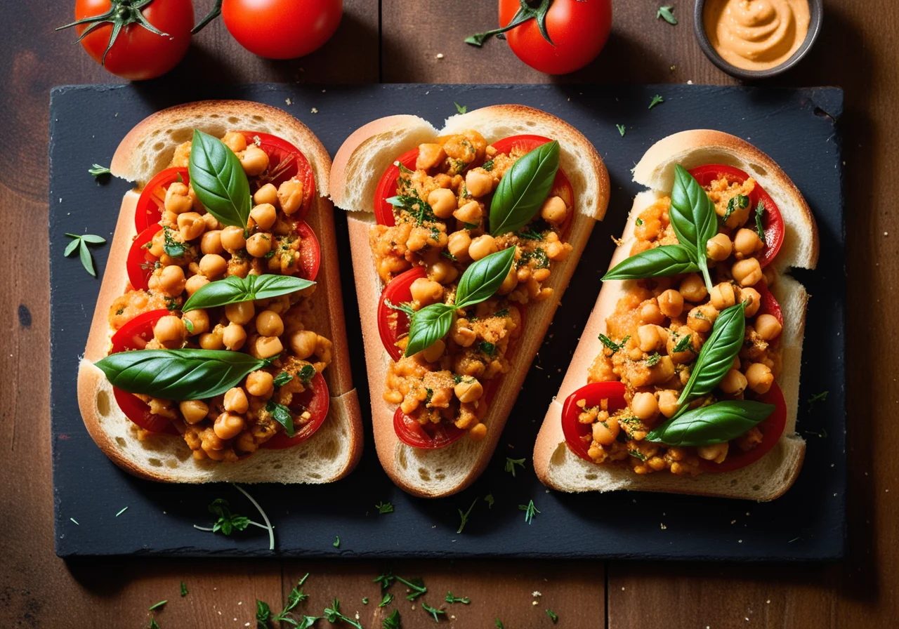 White Bread with Paprika Chickpea Spread