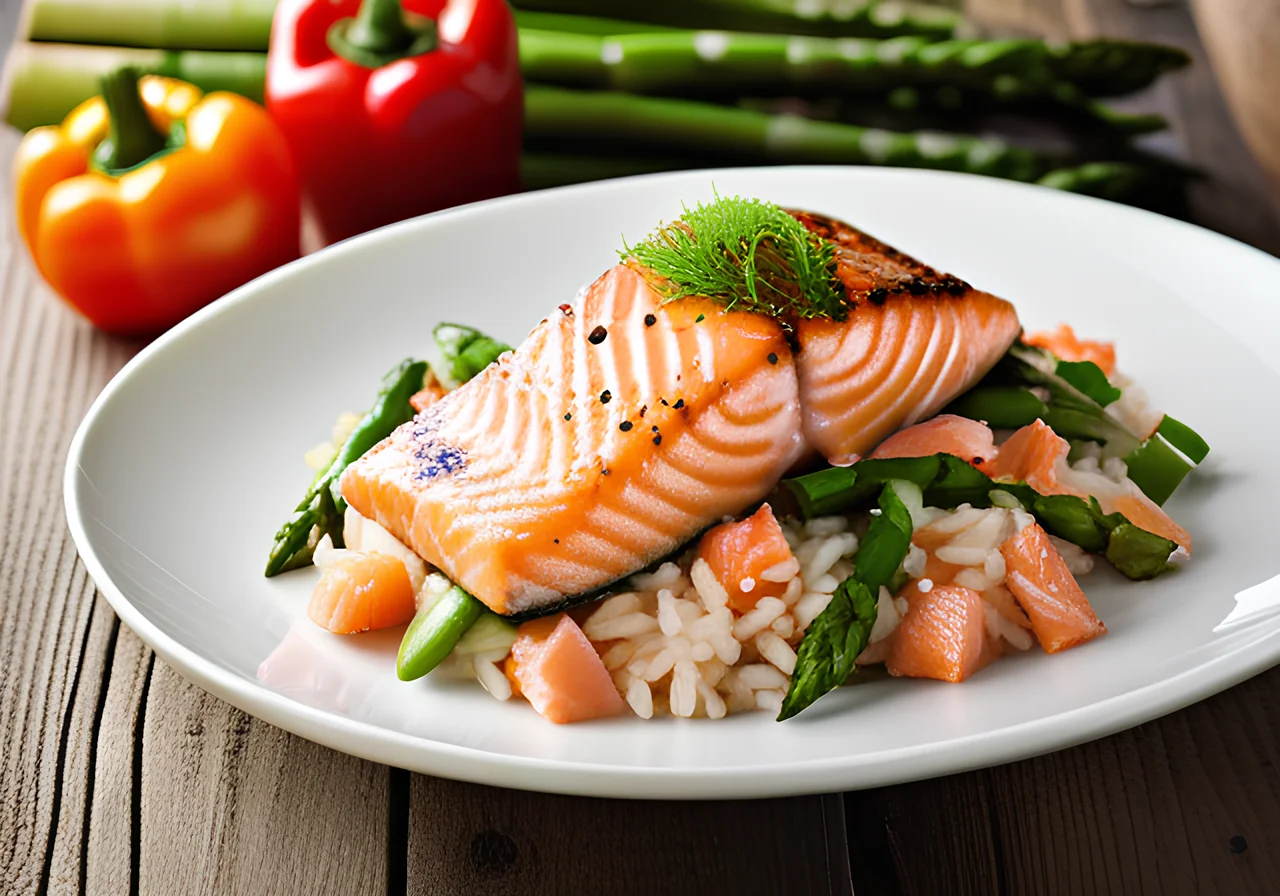 Salmon Fillet on Vegetable Rice