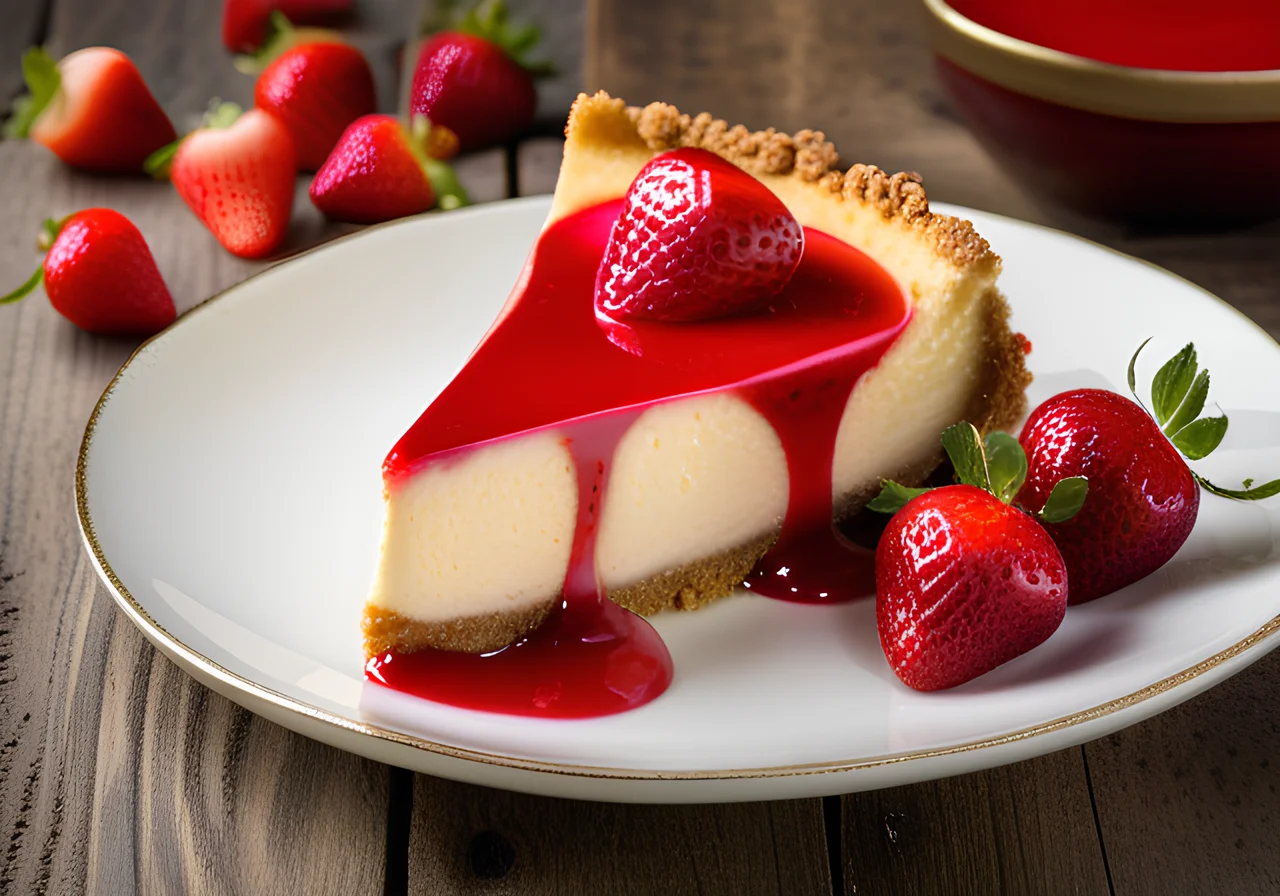 Cheesecake with Strawberry Coulis