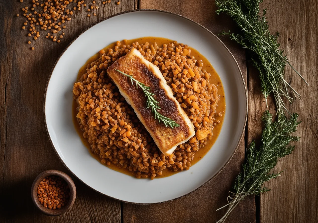 Pan‑fried Pikeperch with Red Lentils