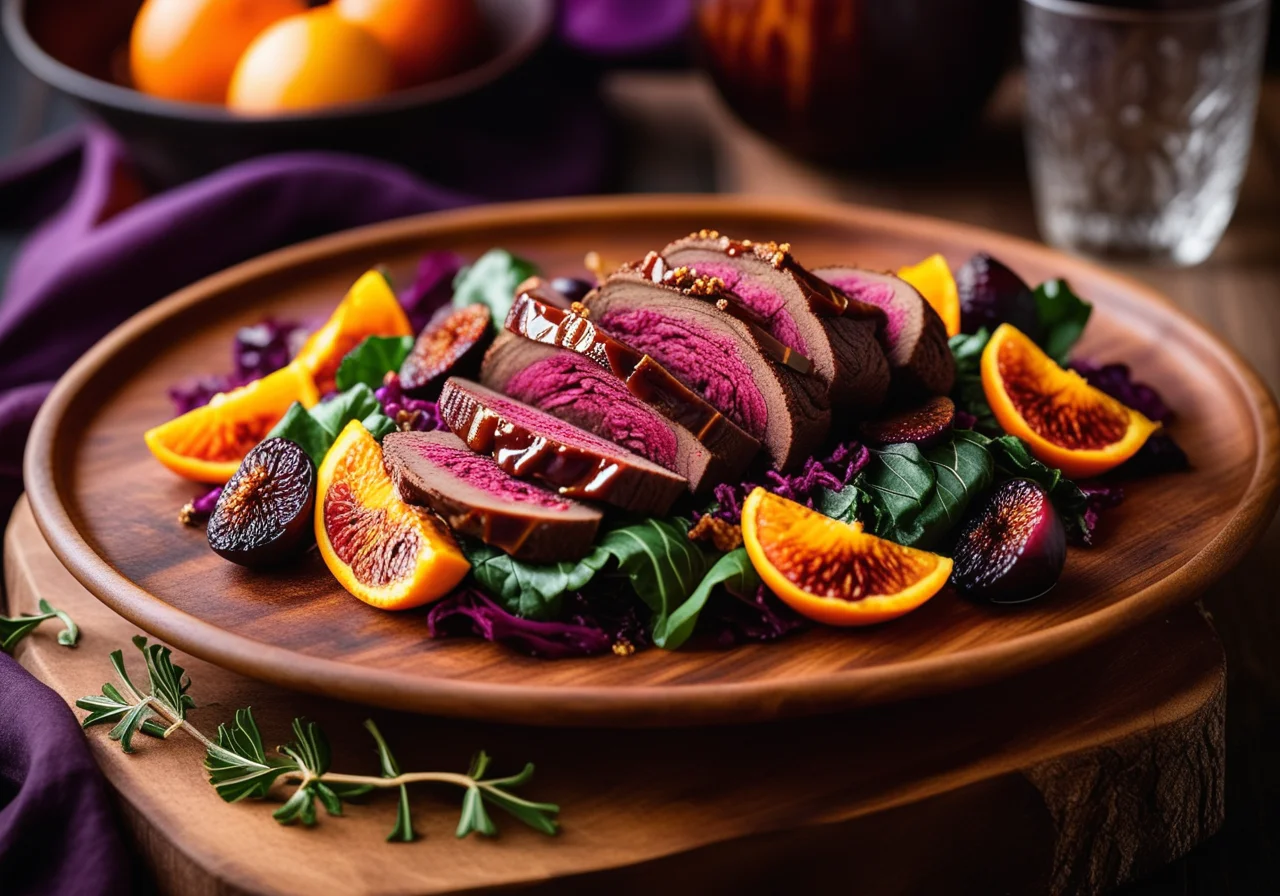 Venison Roast with Red Cabbage and Figs