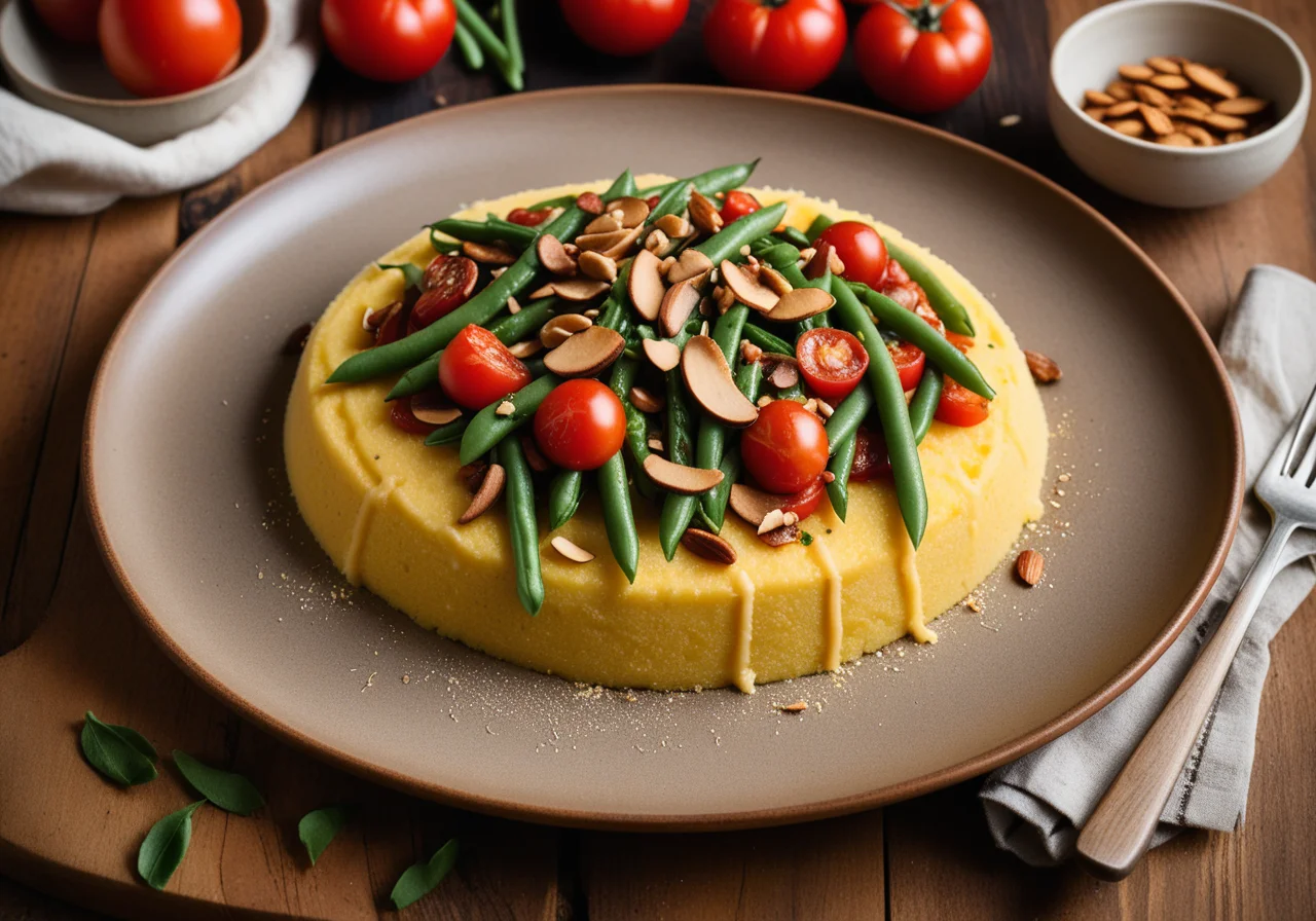 Polenta with Porcini Mushrooms, Beans, and Tomatoes