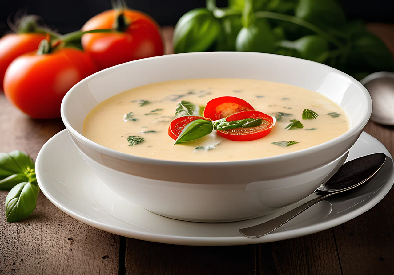 Cheese Cream Soup with Tomatoes