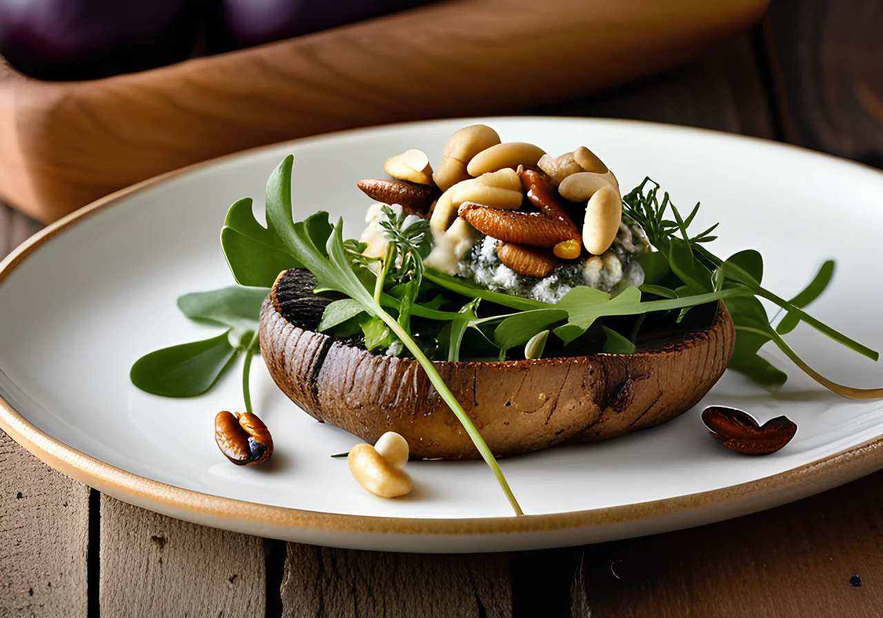 Portobello Mushrooms Stuffed with Arugula and Gorgonzola
