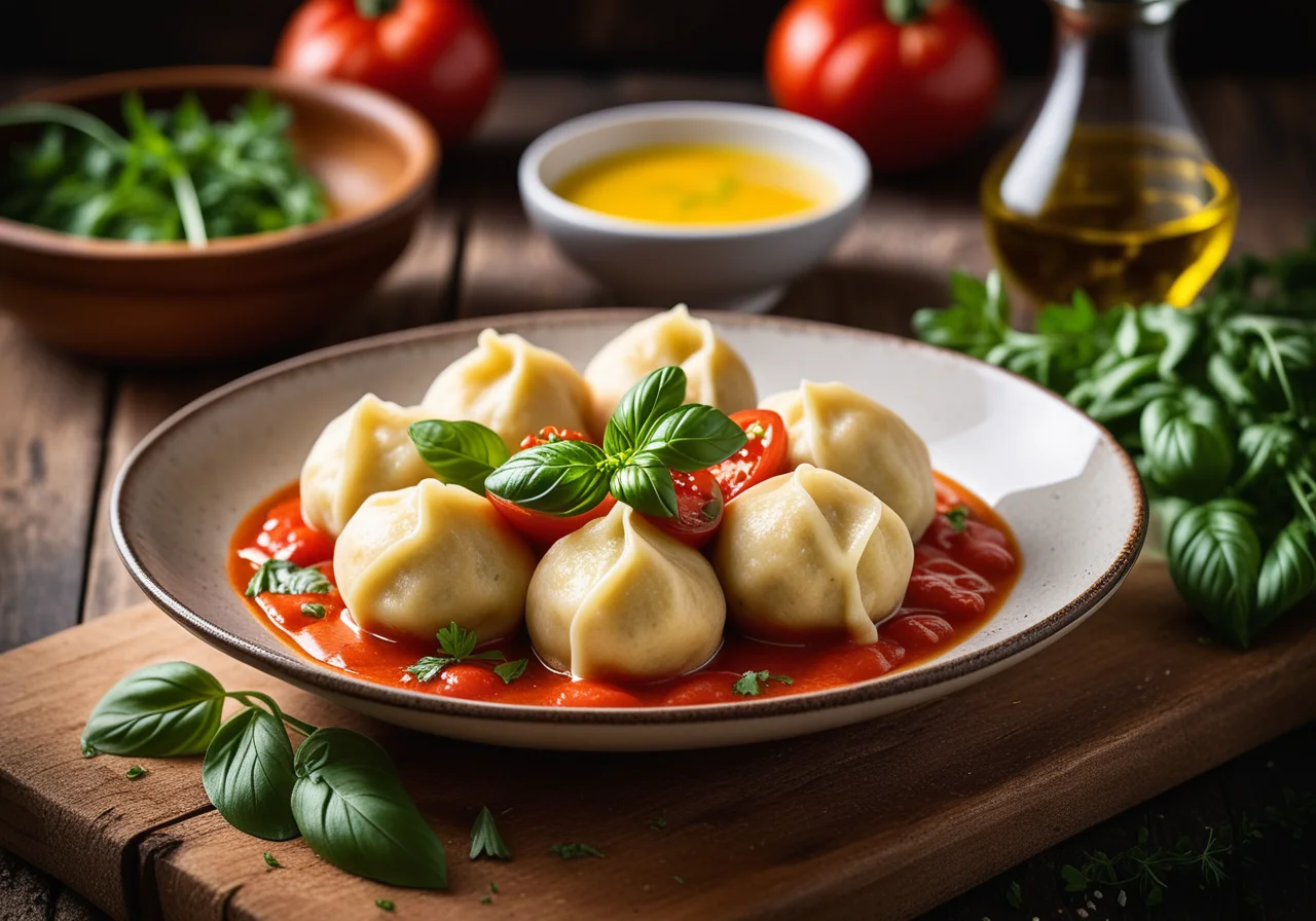 Quark Dumplings with Tomato Sauce