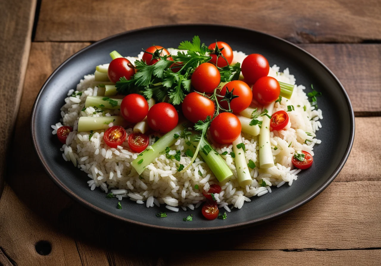 Leek Vegetable with Rice and Sausage