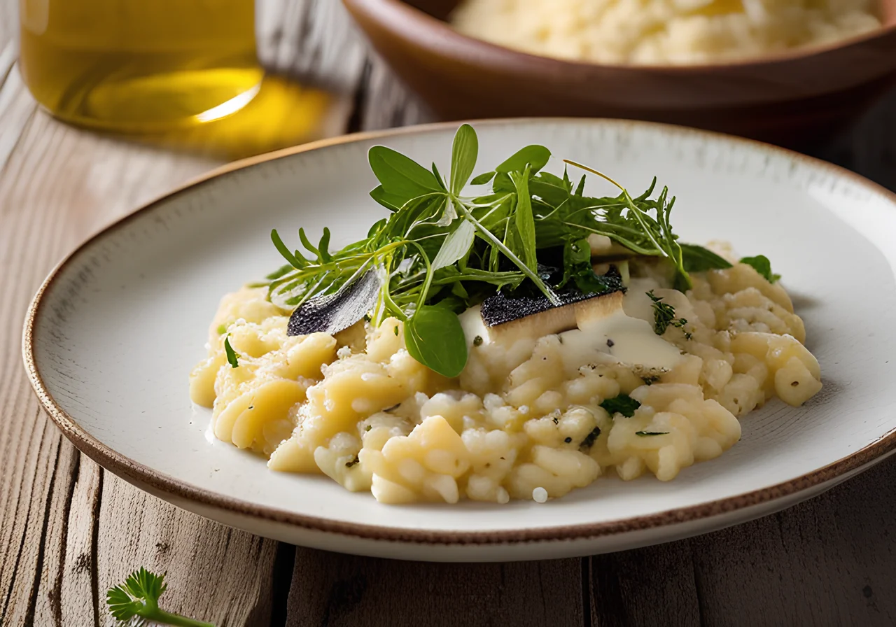Emmer Risotto with Manouri and Arugula