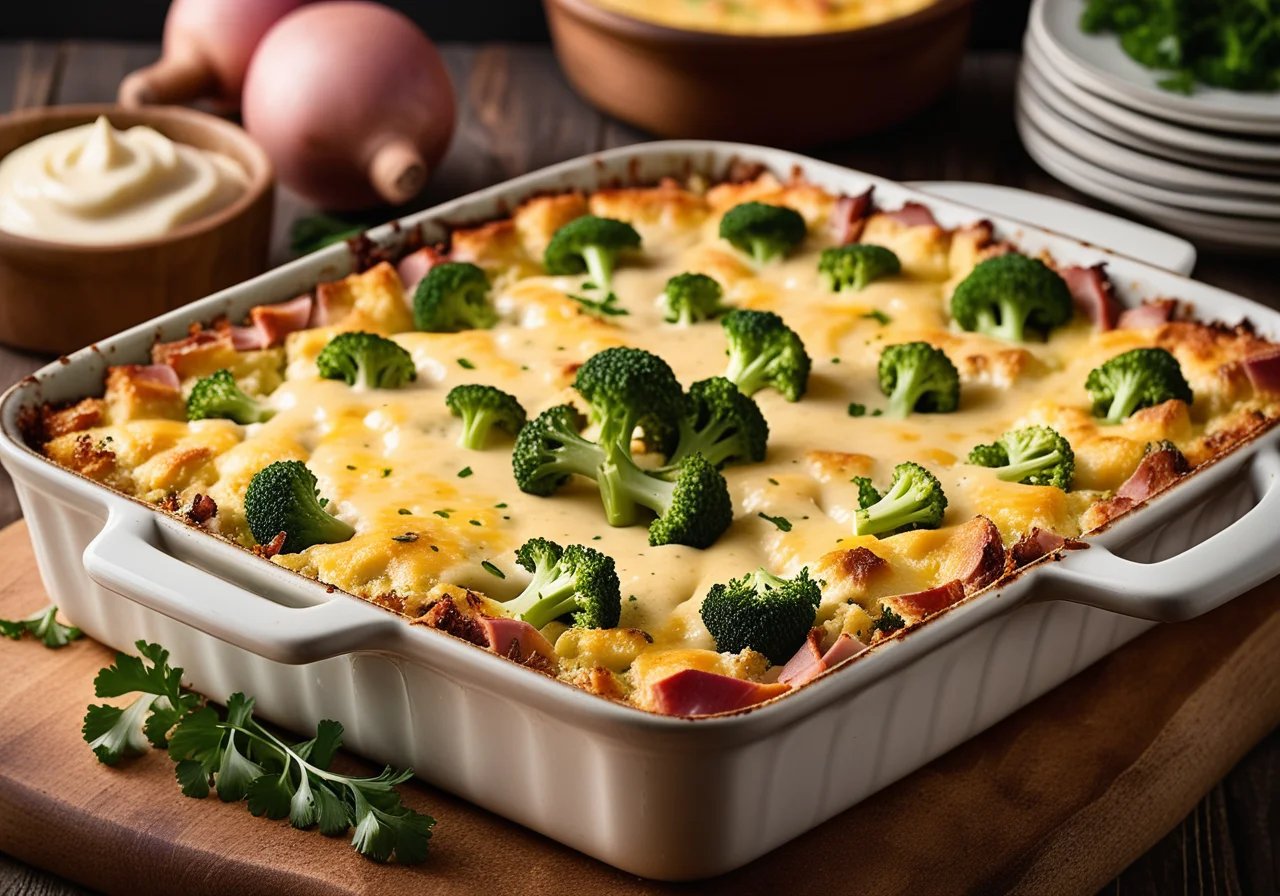 Broccoli Casserole with Potatoes and Ham