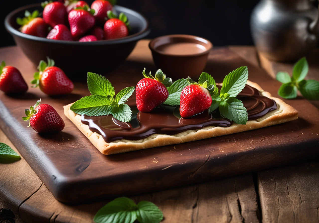 Strawberry Flatbread with Chocolate Cream