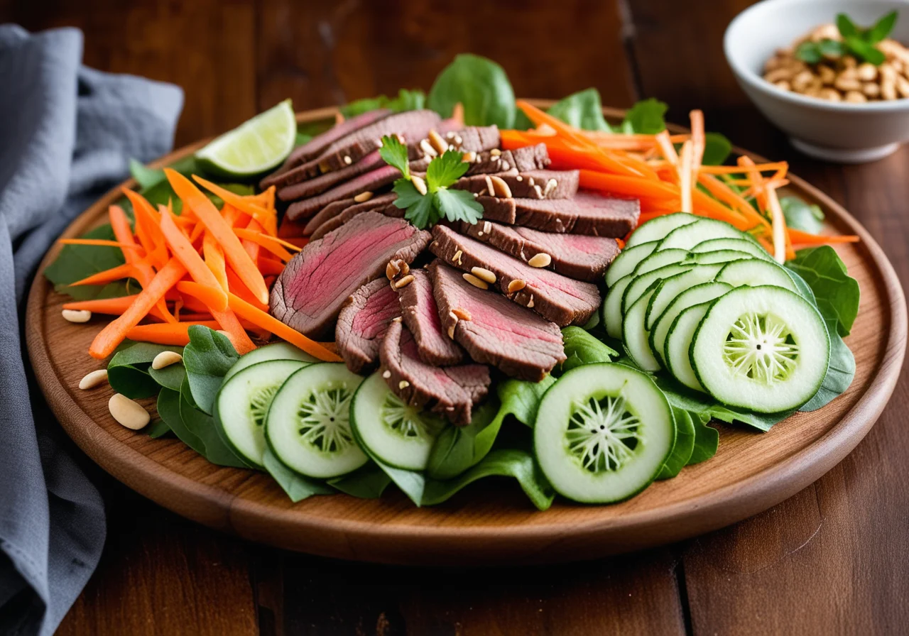 Beef with Peanuts and Rice Noodles Vietnamese Style