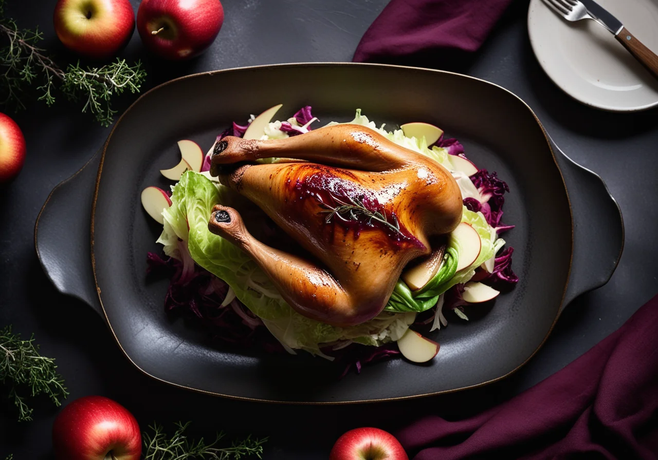 Duck Leg with Apple Red Cabbage