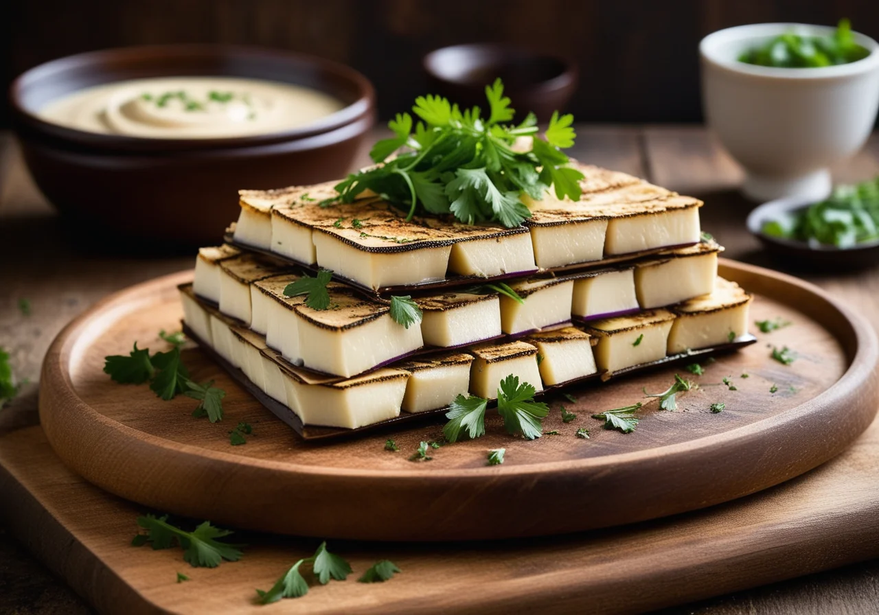 A Thousand Layers of Cod, Porcini Mushrooms and Eggplant