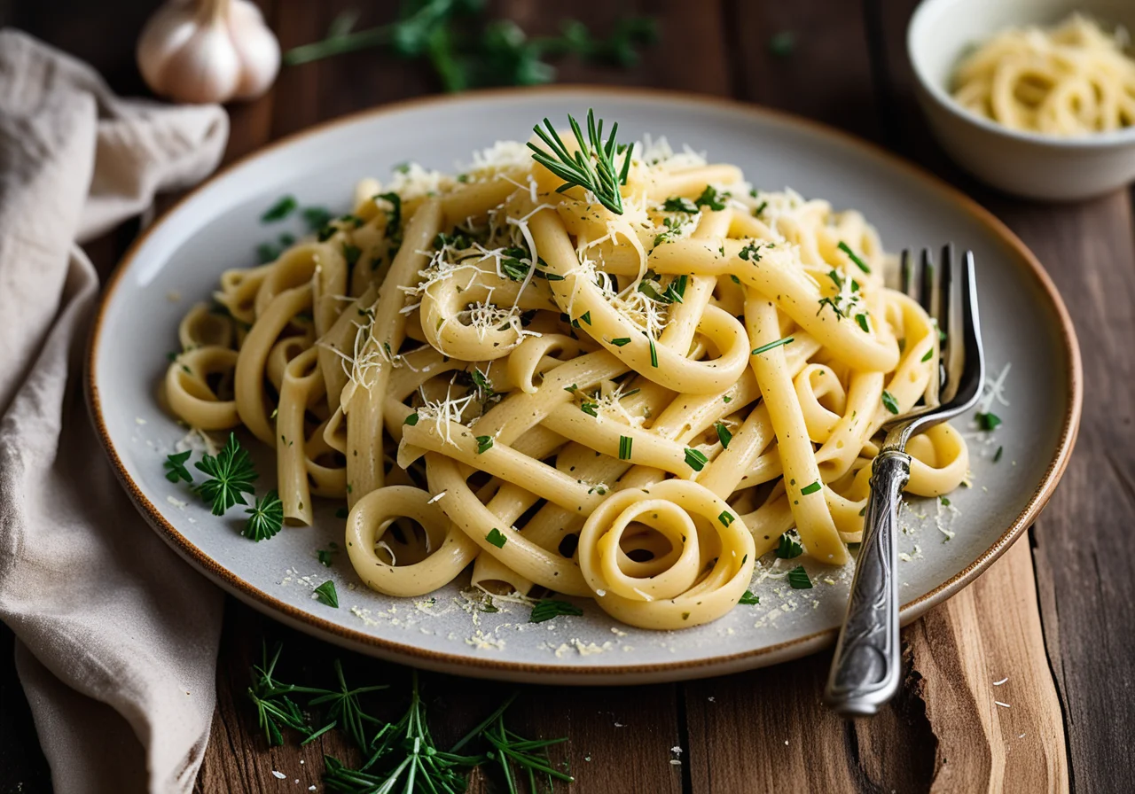Pasta with Garlic Cream Sauce