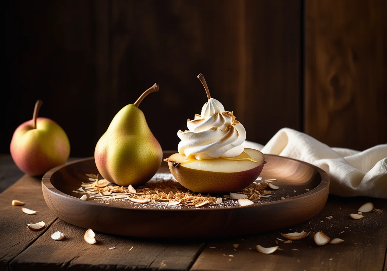Warm Pear with Meringue Cap