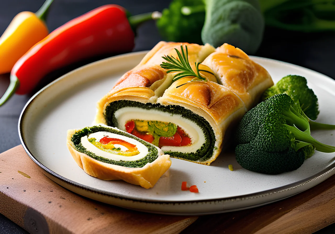 Vegetable Strudel with Herb Cream Cheese Dip