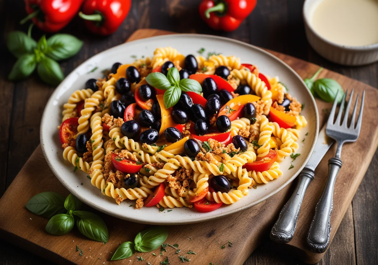 Pasta Gratin with Olives and Herbs