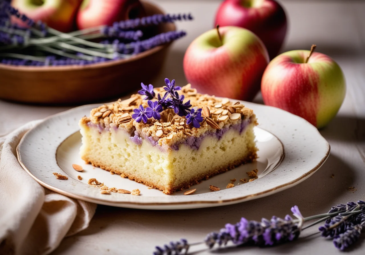 Lavender Apple Cake with Crumb Topping