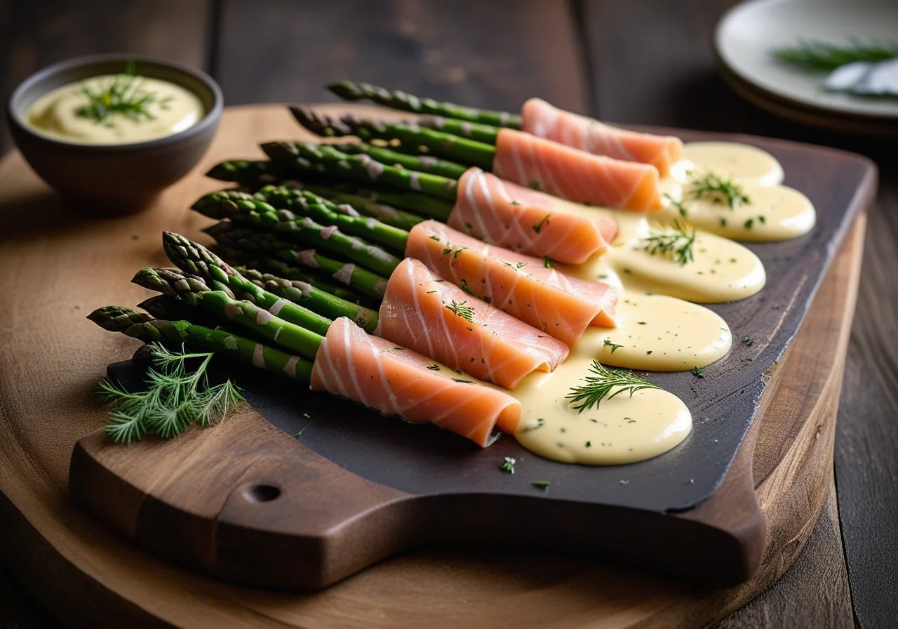 Asparagus with Lemon Dill Hollandaise and Smoked Salmon