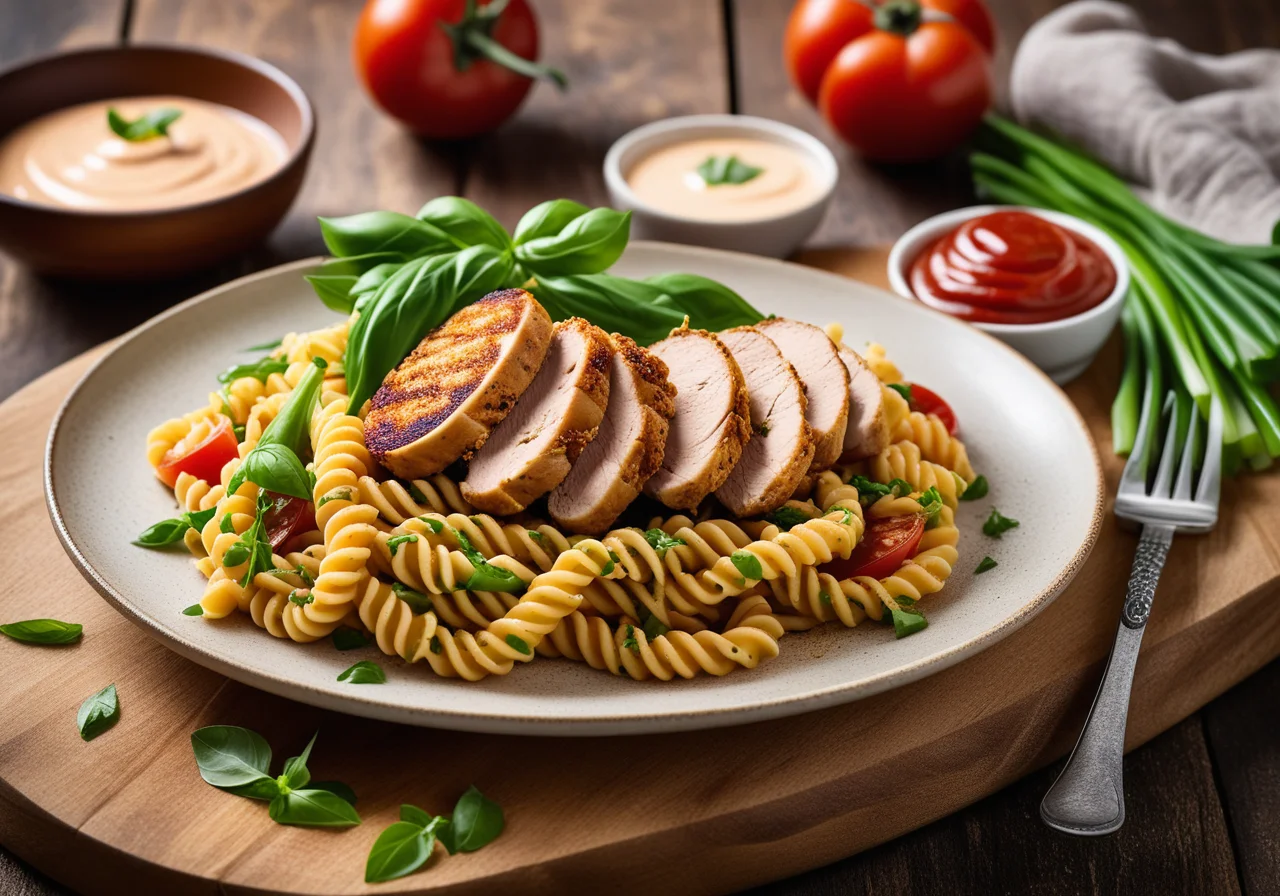 Fusilli with Chicken Breast and Spring Onions