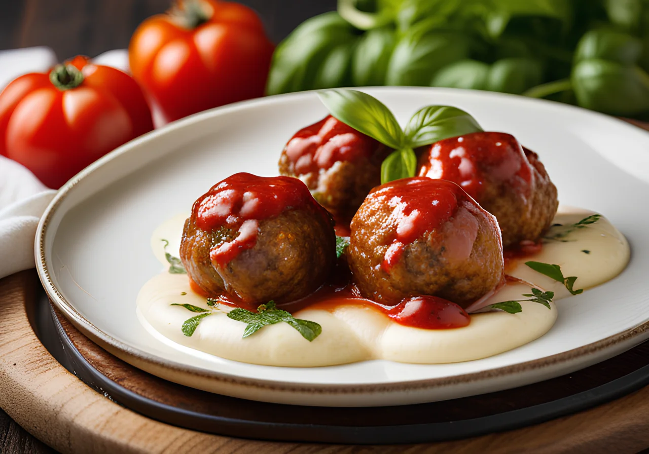 Baked Meatballs in Tomato Sauce with Mozzarella