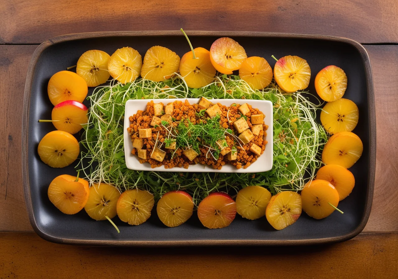 Salad with Red Lentils and Smoked Tofu Chips (vegan)
