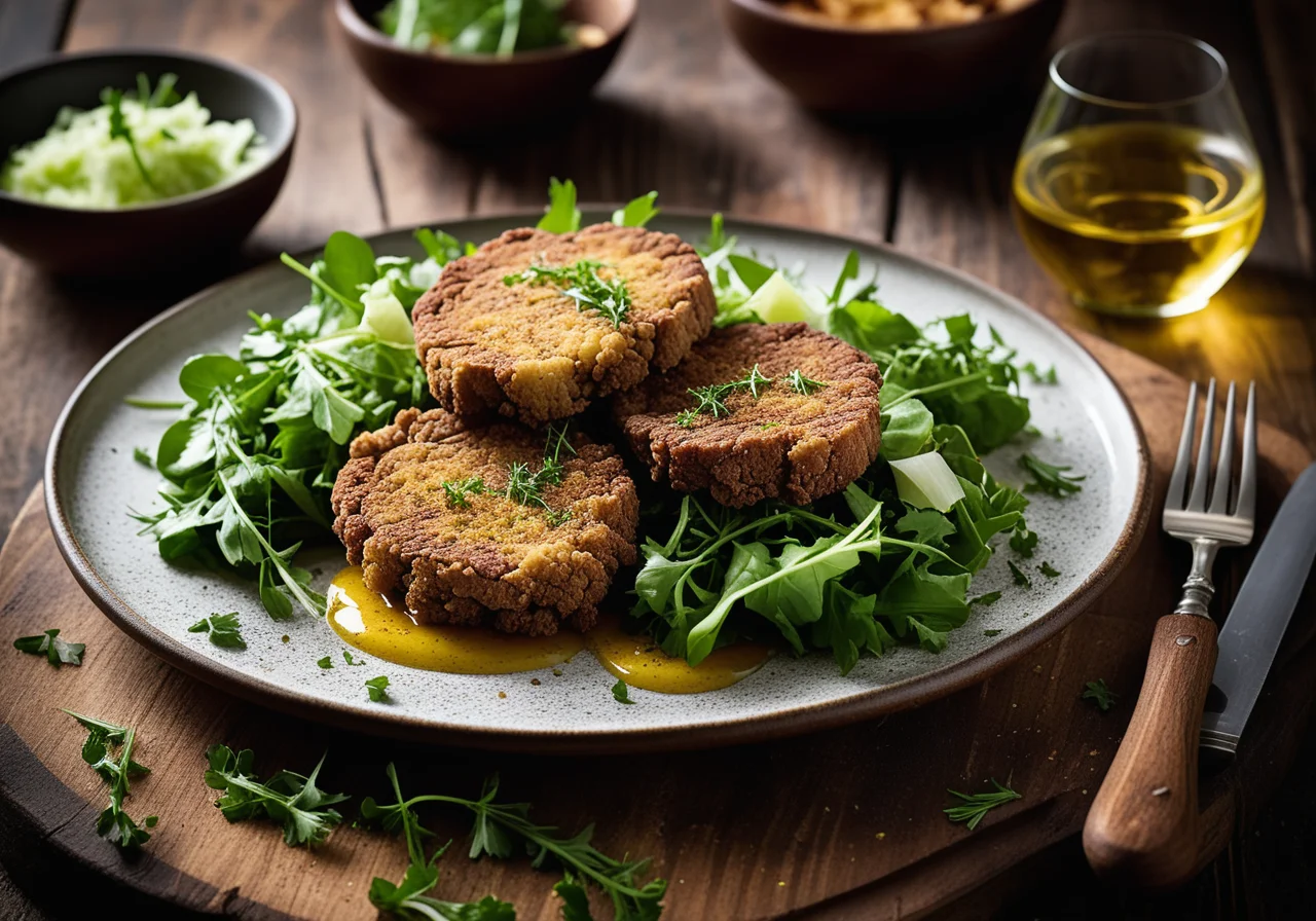Paniered Lamb Schnitzels with Salad