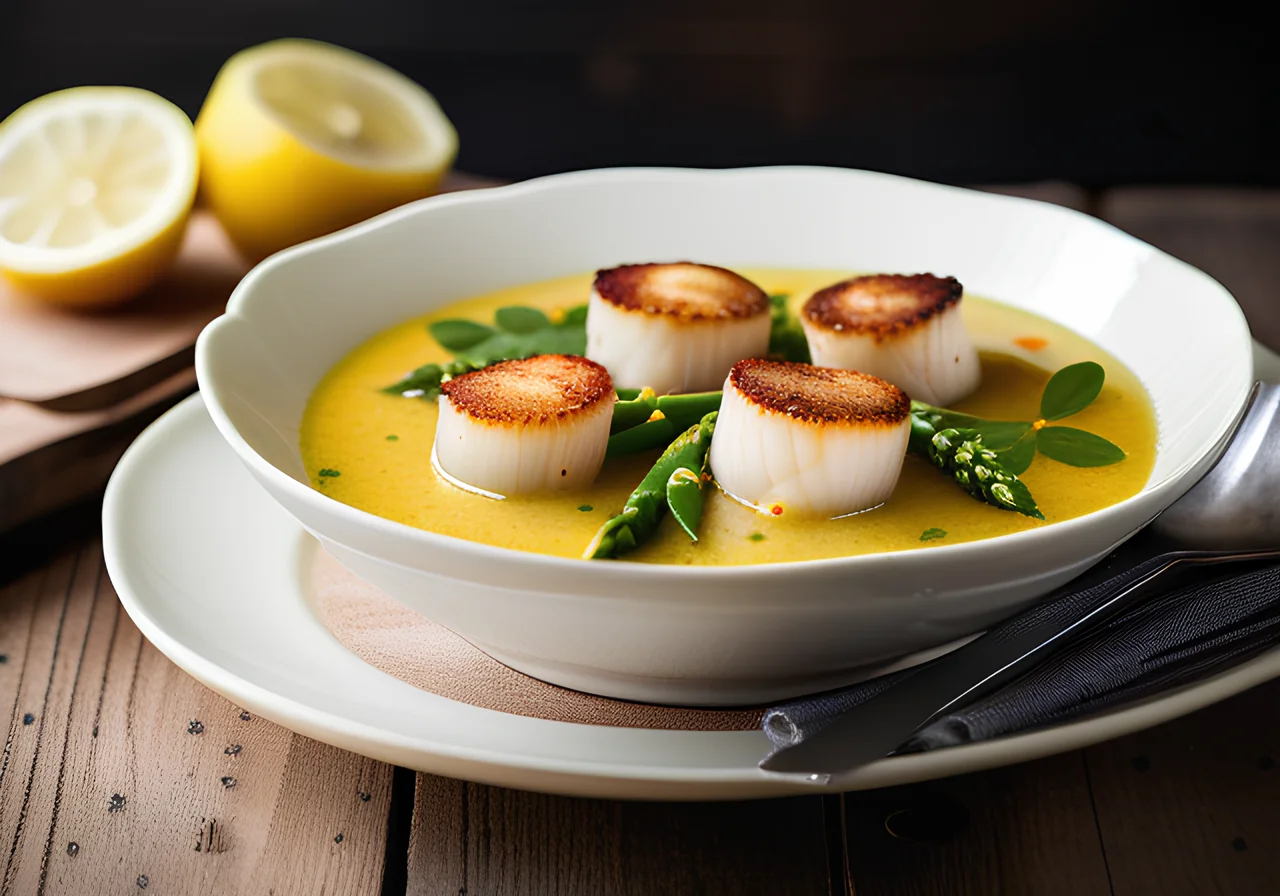 Vegetable Soup with Scallops