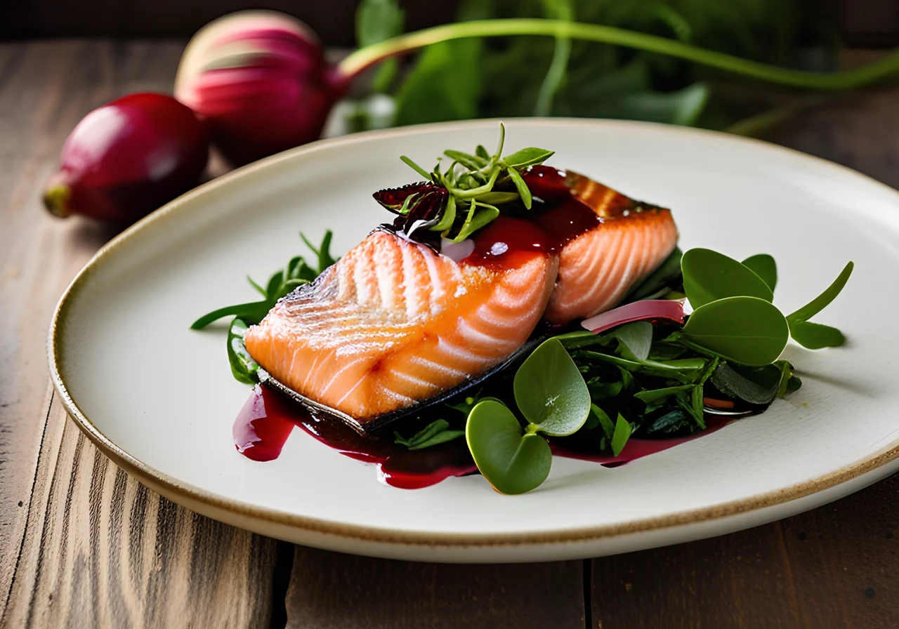 Salmon with Rhubarb Vegetables