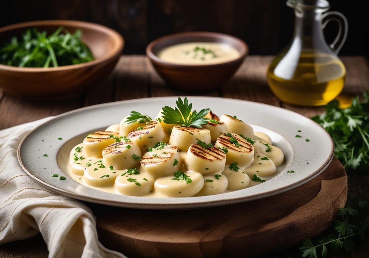 Potato Gnocchi with Chicken and Cream Sauce