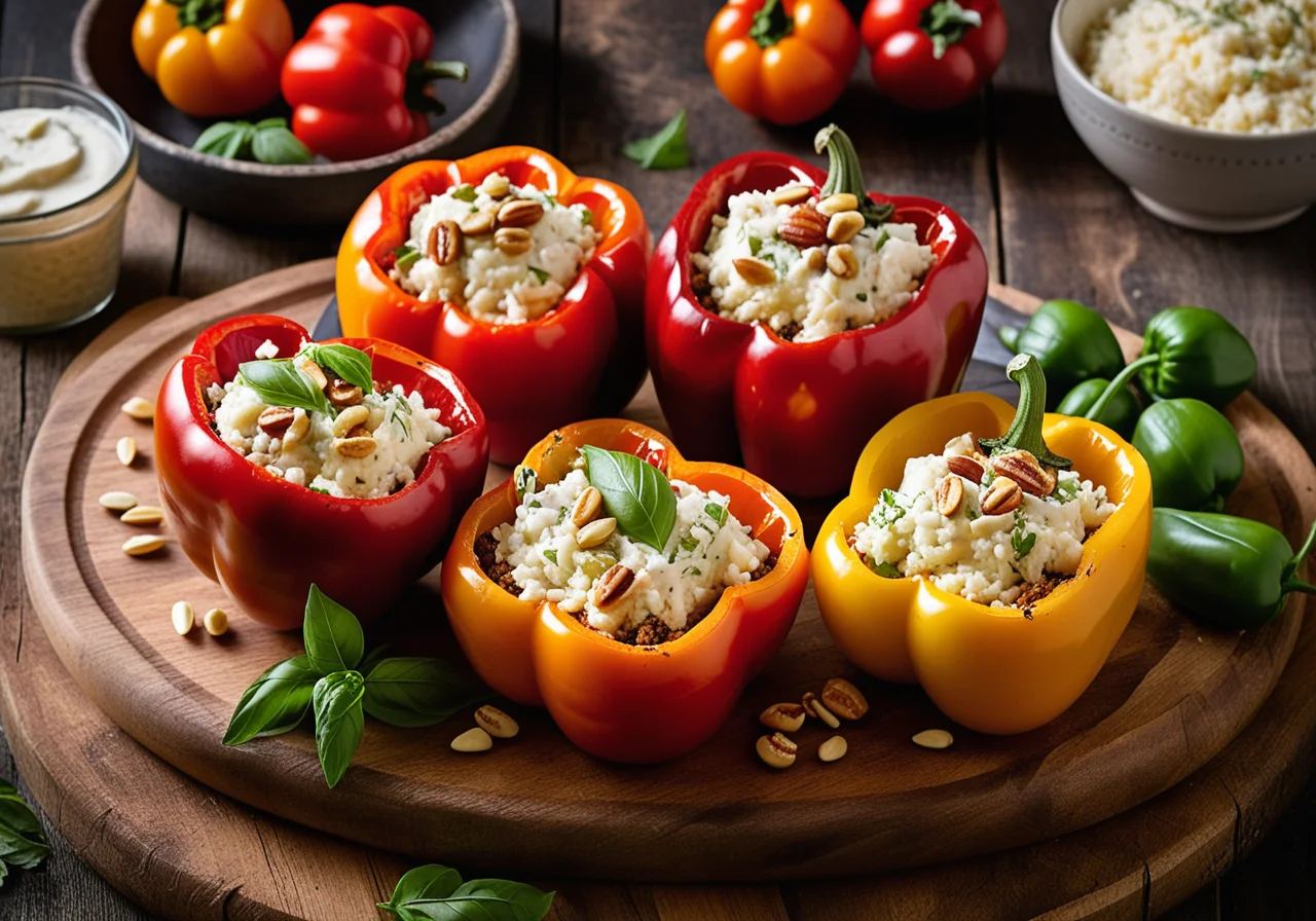 Paprika stuffed with rice and feta