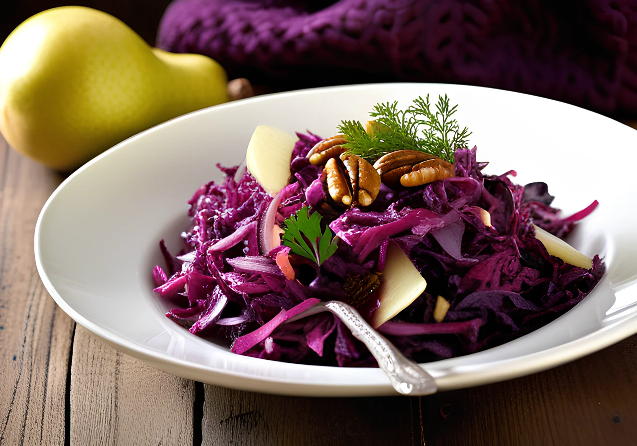 Red Cabbage and Pear Salad