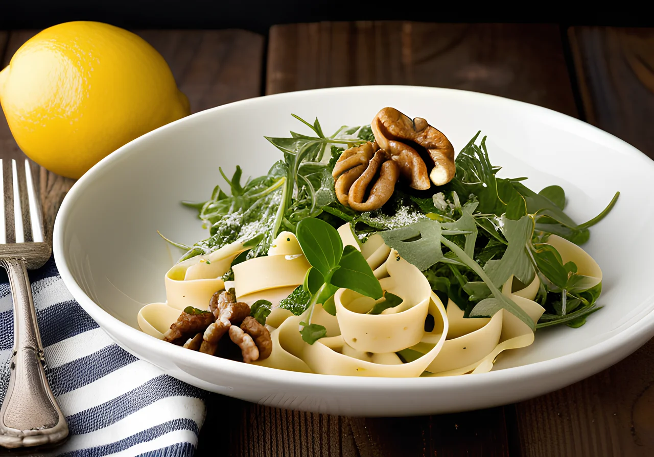 Linguine with Arugula, Walnuts and Lemon