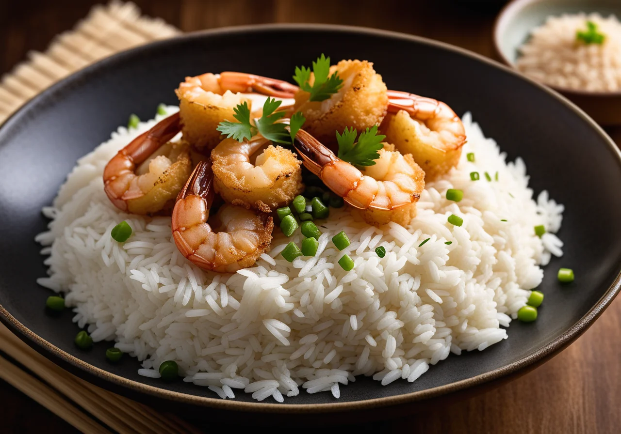 Shrimp Tempura with Rice and Soy Dip