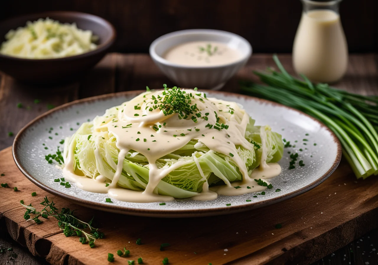 Crispy Cabbage in Cream Sauce