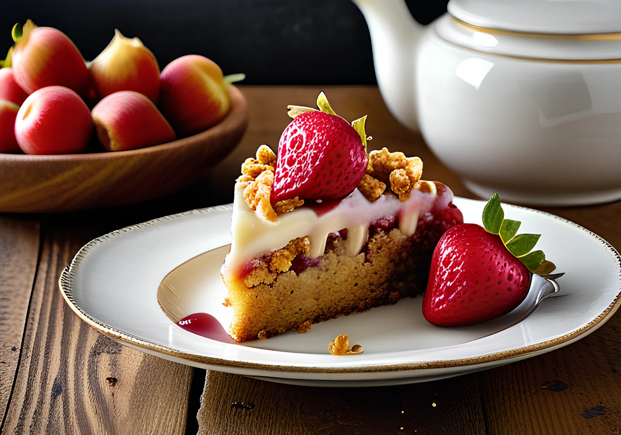 Rhubarb Strawberry Cake with Crumble