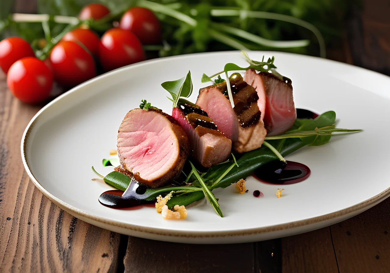 Veal Tenderloin with Rocket Cap and Radish Tomato Salad