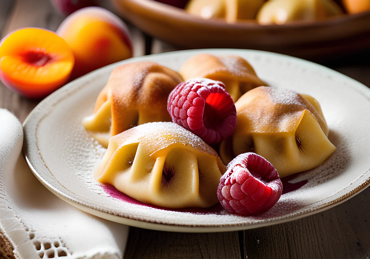 Brown Dough Dumplings with Fruit Filling