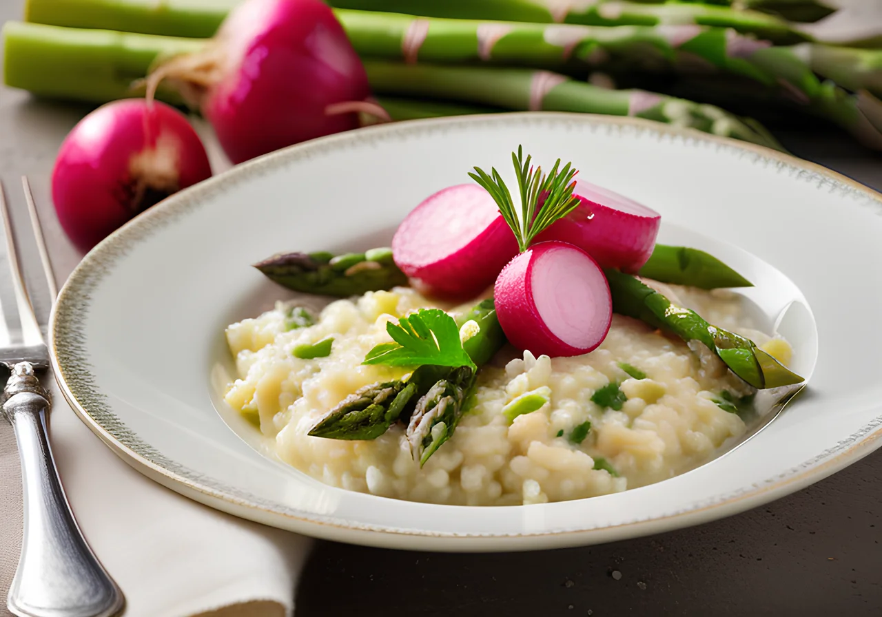 Spring Risotto with Green Asparagus and Radishes