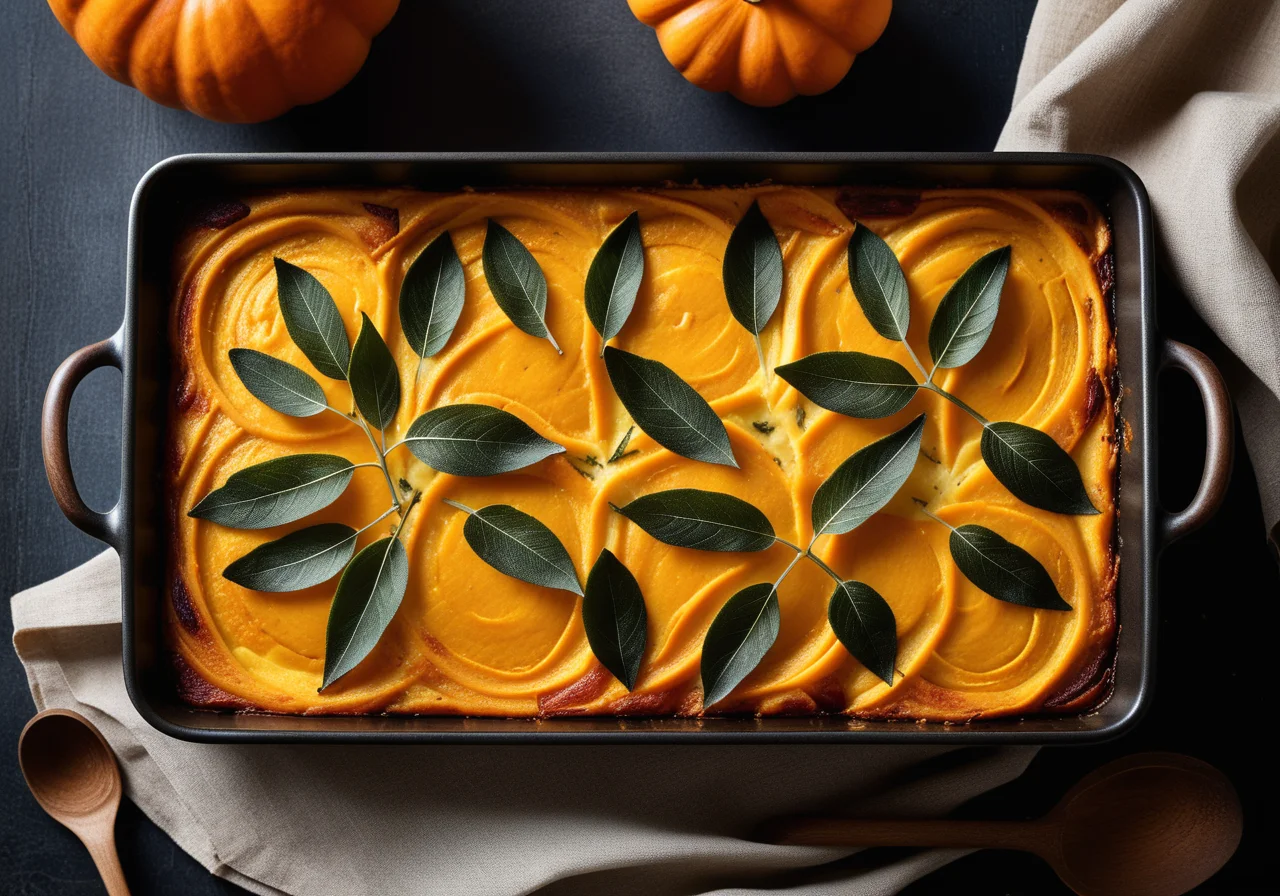 Pumpkin Potato Gratin with Sage Leaves