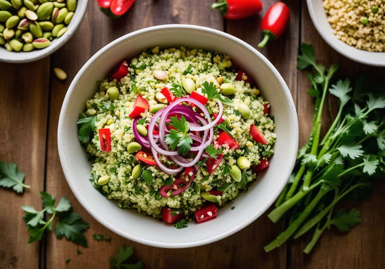 Pistachio Vegetable Tabbouleh with Lamb Fillet