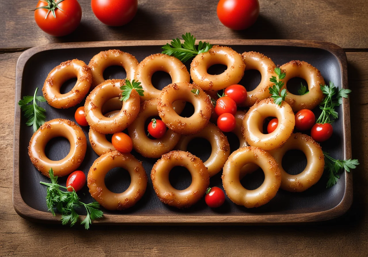 Baked Squid Rings with Tomato Salad