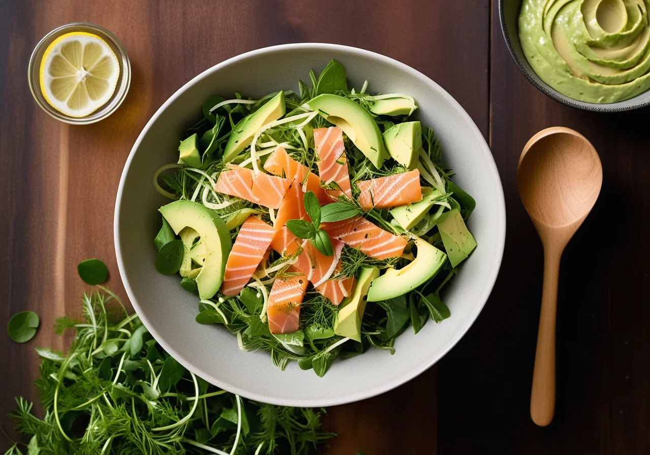 Salad with Fennel, Sorrel, Avocado and Trout